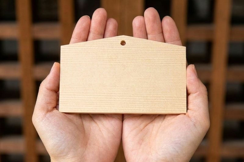 白木絵馬135mm×88mm×6mm(1枚)赤ひも付き（未結） | 卒塔婆通販