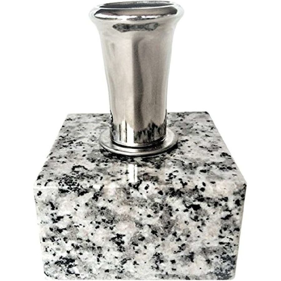 お墓用】線香立て ステンレス製 ネジ式 みかげ石の台座付き（固定済み